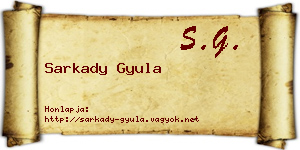 Sarkady Gyula névjegykártya